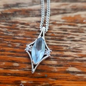 Vintage Blue Stone Silver Tone Necklace
